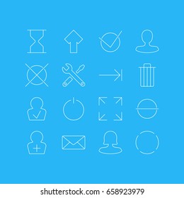 Vector Illustration Of 16 User Icons. Editable Pack Of Approved Profile, Cancel, Garbage And Other Elements.