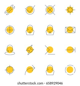 Vector Illustration Of 16 User Icons. Editable Pack Of Envelope, Repeat, Avatar And Other Elements.