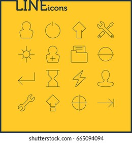Vector Illustration Of 16 User Icons. Editable Pack Of Man Member, Remove, Wrench And Other Elements.