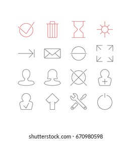 Vector Illustration Of 16 User Icons. Editable Pack Of Wide Monitor, Sunshine, Hourglass And Other Elements.