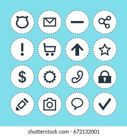 Vector Illustration Of 16 User Icons. Editable Pack Of Talk Bubble, Pen, Letter And Other Elements.