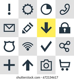 Vector Illustration Of 16 User Icons. Editable Pack Of Snapshot, Cordless Connection, Publish And Other Elements.