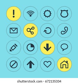 Vector Illustration Of 16 User Icons. Editable Pack Of Pen, Publish, Heart And Other Elements.