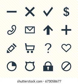 Vector Illustration Of 16 User Icons. Editable Pack Of Access Denied, Minus, Money Making And Other Elements.