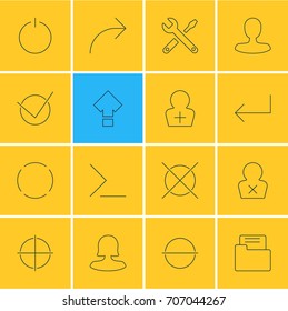 Vector Illustration Of 16 User Icons. Editable Pack Of Repeat, Positive, Switch Off And Other Elements.