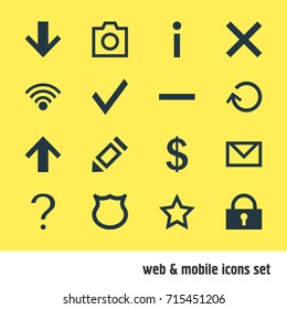 Vector Illustration Of 16 User Icons. Editable Pack Of Letter, Top, Asterisk And Other Elements.