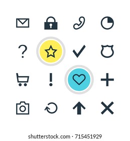 Vector Illustration Of 16 User Icons. Editable Pack Of Wheelbarrow, Plus, Padlock And Other Elements.