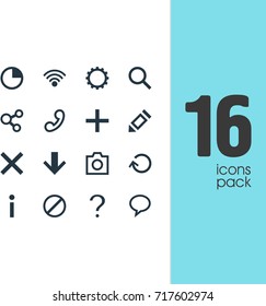Vector Illustration Of 16 User Icons. Editable Pack Of Access Denied , Help , Handset Elements.