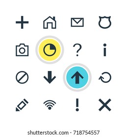 Vector Illustration Of 16 User Icons. Editable Pack Of Snapshot, Letter, Access Denied And Other Elements.