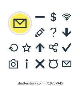 Vector Illustration Of 16 User Icons. Editable Pack Of Minus, Pen, Renovate And Other Elements.