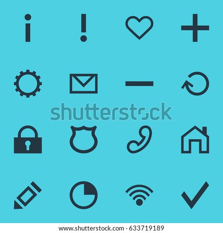Vector Illustration Of 16 User Icons. Editable Pack Of Plus, Conservation, Info And Other Elements.