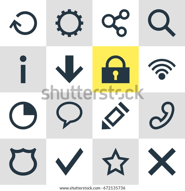Vector Illustration Of 16 User\
Icons. Editable Pack Of Wrong, Magnifier, Info And Other\
Elements.