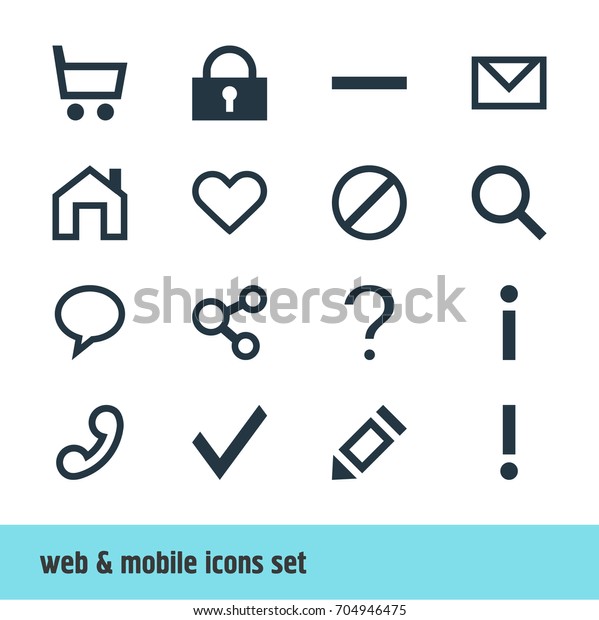Vector Illustration Of 16 User\
Icons. Editable Pack Of Mainpage, Letter, Info And Other\
Elements.