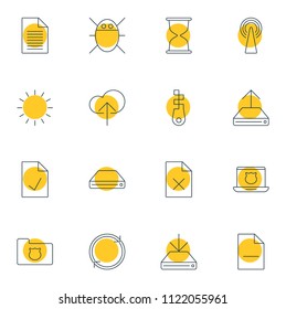 Vector illustration of 16 web icons line style. Editable set of hourglass, reload, safe computer and other icon elements.