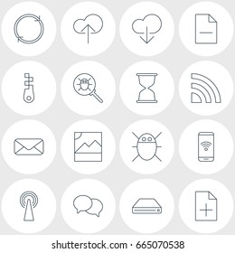 Vector Illustration Of 16 Web Icons. Editable Pack Of Refresh, Photo, Talking And Other Elements.