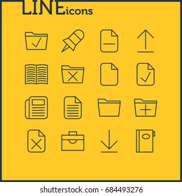 Vector Illustration Of 16 Workplace Icons. Editable Pack Of Approve, Add, Install And Other Elements.