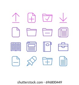Vector Illustration Of 16 Workplace Icons. Editable Pack Of Template, Book, Install And Other Elements.