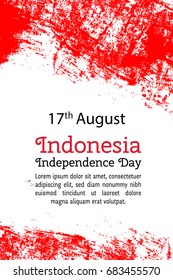 Vector illustration for 17 August Indonesia Independence day in grunge style. Design template for poster, banner,flayer,greeting, invitation card. Independence day card. Indonesia national day design