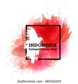 Vector illustration for 17 August Indonesia Independence day card in watercolor. Design template for poster, banner, flayer, greeting, invitation cards. Indonesia national day design