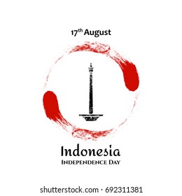 Vector illustration for 17 August Indonesia Independence day in grunge style. Design template for poster, banner,flayer,greeting, invitation cards. Independence day card. Indonesia national day design