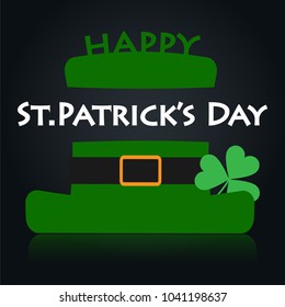 Vector illustration 17 March Happy Saint Patrick's Day with Text and shamrock with hat . Irish celebration design. 