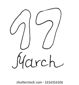 Vector illustration of 17 march - Saint patrick day celebration. Handwriting cartoon style