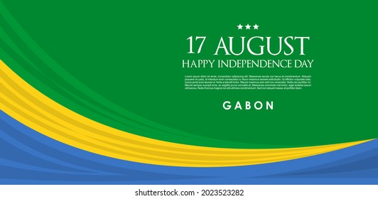 vector illustration of 17th August Gabon Happy Independence Day. Web header or banner design with stylish text 17th August and Abstract ornament Background.