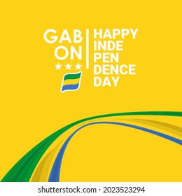 vector illustration of 17th August Gabon Happy Independence Day. Web header or banner design with stylish text 17th August and Abstract ornament Background.
