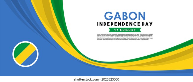 ilustración vectorial del 17 de agosto Día de la Independencia de Gabón Feliz. Diseño de cabecera o banner web con texto elegante 17 de agosto y fondo de ornamento abstracto.