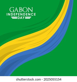 ilustración vectorial del 17 de agosto Día de la Independencia de Gabón Feliz. Diseño de cabecera o banner web con texto elegante 17 de agosto y fondo de ornamento abstracto.