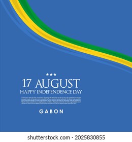vector illustration of 17th August Gabon Happy Independence Day. Web header or banner design with stylish text 17th August and Abstract ornament Background.