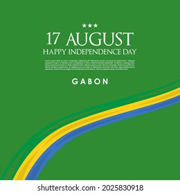 Vektorgrafik vom 17. August Gabun glücklicher Unabhängigkeitstag. Web-Header oder Banner-Design mit stylischem Text 17. August und abstraktem Ornament-Hintergrund.
