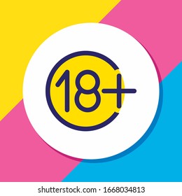 Vector illustration of 18+ icon colored line. Beautiful leisure element also can be used as limit icon element.
