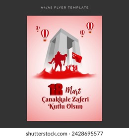 Vector illustration of 18 March Canakkale victory and martyrs day social media feed template