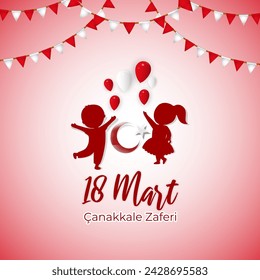 Vector illustration of 18 March Canakkale victory and martyrs day social media feed template