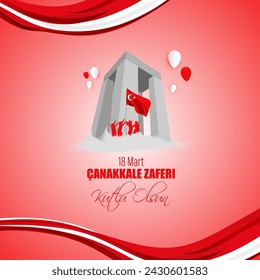 Vector illustration of 18 March Canakkale victory and martyrs day social media feed template