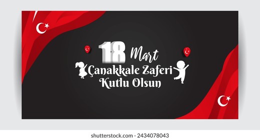 Vector illustration of 18 March Canakkale victory and martyrs day social media feed template