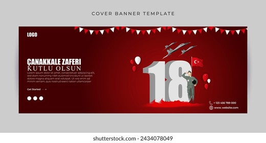 Vector illustration of 18 March Canakkale victory and martyrs day social media feed template