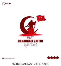 Vector illustration of 18 March Canakkale victory and martyrs day social media feed template