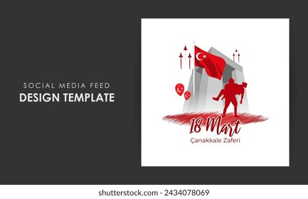 Vector illustration of 18 March Canakkale victory and martyrs day social media feed template