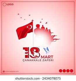 Vector illustration of 18 March Canakkale victory and martyrs day social media feed template