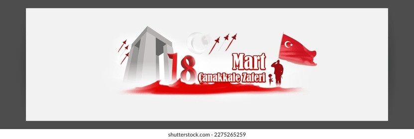 Ilustración vectorial para 18 Mart Canakkale zaferi, texto escrito significa día de la victoria