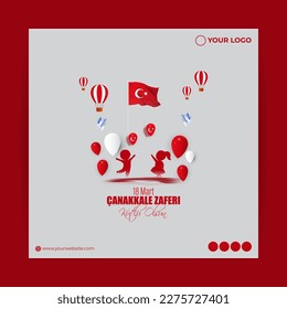 Vector illustration for 18 Mart Canakkale zaferi, written text means victory day