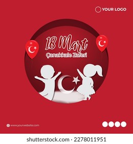 Ilustración vectorial para 18 Mart Canakkale zaferi, texto escrito significa día de la victoria