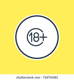 Vector Illustration Of 18+ Outline. Beautiful Entertainment Element Also Can Be Used As Limit Element.