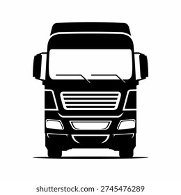 Vector illustration of 18 wheel industrial large truck car front view.