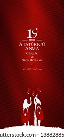 vector illustration, 19 may, Commemoration of Atatürk, Youth and Sports Day, (19 mayıs, Atatürk'u anma genclik ve spor bayrami.)	
