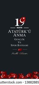 vector illustration, 19 may, Commemoration of Atatürk, Youth and Sports Day, (19 mayıs, Atatürk'u anma genclik ve spor bayrami.)	
