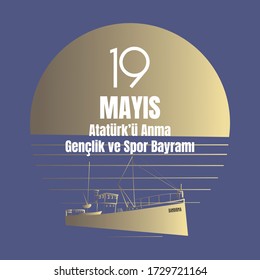 ilustración vectorial 19 mayis Ataturk'u Anma, Genclik ve Spor Bayram z, traducción: 19 de mayo Conmemoración de Ataturk, Día de la Juventud y el Deporte, diseño gráfico para el feriado turco, logo infantil.