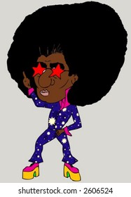 vector illustration of a 1970's disco dancer